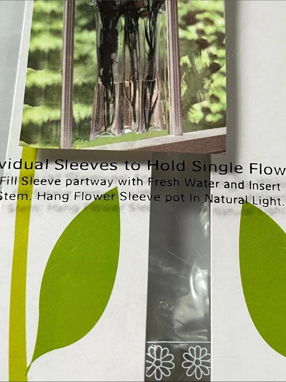 Window Flower Vase 5 Individual Sleeves to Hold Single Flowers Floral NWT